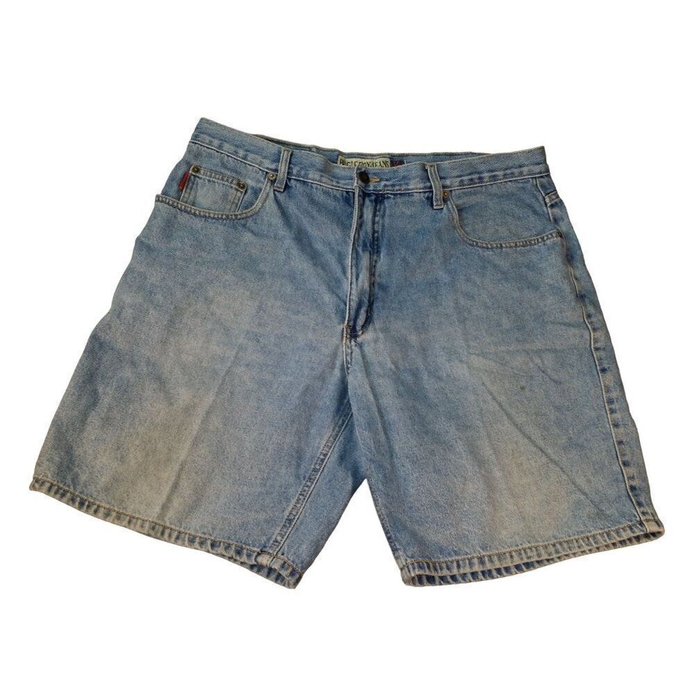 Vintage 90s Bugle Boy 750 Jean Shorts Men Sz 38 W Blue Denim‎ Summer Streetwear